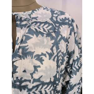 Boho Cotton Dress Hand Block Printed Short Length Hand Stitched Perfect Anniversary Christmas Gift for Mom <b>Sister</b> Her Grey White - Product Image 3