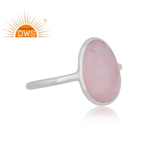 Best Selling Sterling Silver Natural <b>Rose</b> <b>Quartz</b> Gemstone Stackable Ring Custom <b>Jewelry</b> Manufacturer - Product Image 3