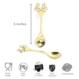 ช้อนทองแดงบริสุทธิ์คุณภาพสูงพร้อมรูปแบบการออกแบบลายดอกไม้แบบดั้งเดิมที่แกะสลักสำหรับใช้ในห้องครัวและเสิร์ฟในราคาไม่แพง - Product Image 3