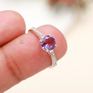 พลอยอเมทิสต์ธรรมชาติรูปไข่925แข็งเงินสเตอร์ลิงแหวนตั้งค่าแหวนเงินเครื่องประดับที่ดีแหวนสีม่วง - Product Image 2
