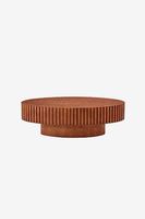 Table basse ronde en bois moderne avec design latéral cannelé pour salon, style minimaliste, table centrale faite à la main