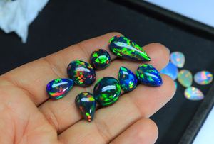 Magnifique éthiopien noir opale pierre précieuse Welo brillant arc-en-ciel Flashy opale gemmes mélange forme éthiopien noir opale Cabochon cadeau pour elle - Product Image 4