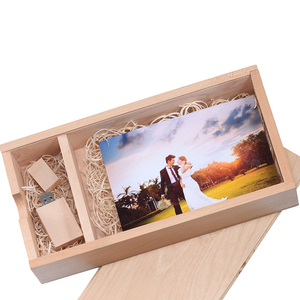 Miễn phí Logo Album ảnh Walnut gỗ biểu tượng tùy chỉnh Bộ nhớ Gậy USB + hộp ổ đĩa flash 8GB 16GB nhiếp ảnh Pendrive (120*250*50mm) - Product Image 1