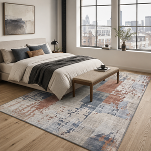 <b>Rug</b> Weavers RW7003 Mosaic Navy Geometric Washable <b>Rug</b> Dropshipping Wholesale Washable Chenille 10 Sizes - Product Image 3