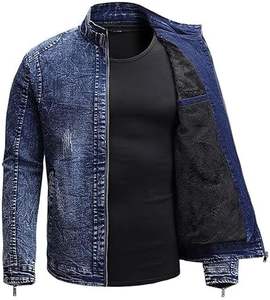 Veste en jean pour homme, veste en jean décontractée, déchirée, coupe ajustée, veste de camionneur extensible, manteau en jean décontracté classique - Product Image 3