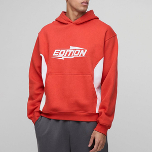 Oversized Pannal Pullover Hoodie Feature Street Wear Estilos Venta al por mayor Listo Stock Impreso Patrón Con Capucha para Hombres - Product Image 4