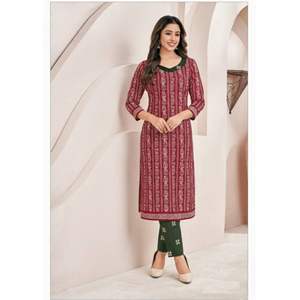 ชุดคุर्ติผ้าฝ้ายแท้ทันสมัยพร้อมกางเกงและผ้าคลุมไหล่ ลายพิมพ์ สำหรับผู้หญิง สวมใส่สบาย เหมาะสำหรับใส่ในชีวิตประจำวัน งานปาร์ตี้ ไม่ยับง่าย - Product Image 6