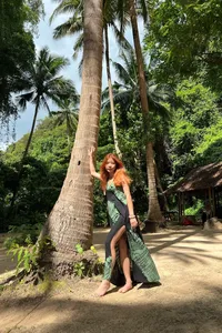 Vestido largo sin mangas con cuello en V y tinte de corbata para mujer, vestido Floral hasta el suelo, espagueti, sin espalda, natural, holgado, para vacaciones en la playa - Product Image 5