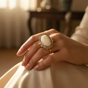 Yellow Stone <b>Stainless</b> <b>Steel</b> <b>Ring</b> for Women Trendy Rose Gold Plated Statement Jewelry with Inlay Brass Watch <b>Ring</b> - Product Image 2