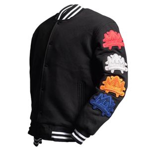 Men Varsity Jacket Wool Blend letterman Jacket Embroidered Patch Sleeves <b>Button</b> Front Streetwear College Style Coat - Product Image 4