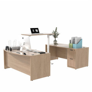 Height Adjustable U-Shaped Executive <b>Standing</b> <b>Desk</b> 112" Engineered Wood <b>DESK</b>-0107 - Product Image 1