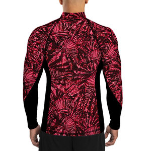 Camiseta Deportiva de Compresión de Manga Larga para Hombre, con Estampado Floral Rojo, de Secado Rápido, en Spandex y Poliéster - Product Image 5