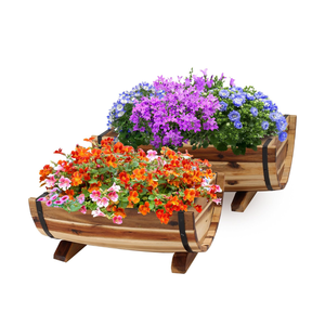 Venta al por mayor de macetas de madera de acacia de medio barril para plantas de exterior macetas de madera para jardín y balcón hechas en Vietnam - Product Image 2