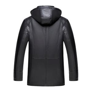 Veste en tissu de toile de style moto pour hommes manteau chaud en similicuir de mouton avec capuche grande taille vêtements d'hiver - Product Image 6