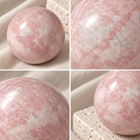 Sphère d'Opale Rose Polie, Boule de Cristal avec de Magnifiques Motifs Roses et Blancs pour la Décoration Intérieure, la Méditation et la Collection de Cristaux