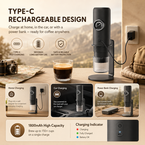 Machine à expresso portable avec manomètre 20 bars, machine à <span class=keywords><strong>café</strong></span> <span class=keywords><strong>rechargeable</strong></span> pour <span class=keywords><strong>café</strong></span> moulu et capsules - Product Image 6