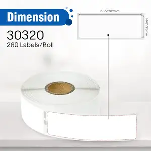 DYMO 30320 Waterproof Adhesive Sticker 1-1/8" X 3-1/2" Address Barcode Labels 260Pcs Per Roll