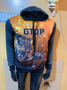 T-shirt en jersey élasthanne et coton à manches longues pour hommes, col rond, broderie de style décontracté, tissu tricoté avec de vraies photos - Product Image 2