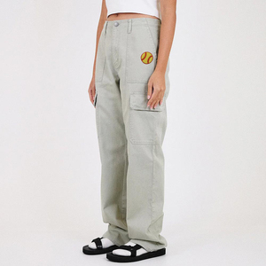 Ropa informal de diseño personalizado para mujer, pantalones de cintura alta con bolsillos laterales, pantalones Cargo ligeros a prueba de viento para verano - Product Image 1