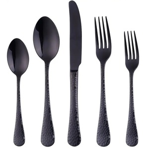 Juego de cubiertos hechos a mano con tenedores y cucharas de color dorado mate, juego de cubiertos de acero inoxidable con caja - Product Image 1