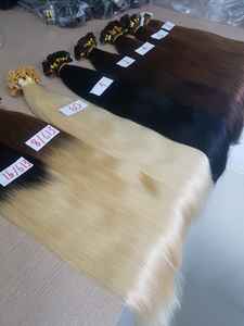 Extensiones de cabello humano sin procesar de colores completos Color ceniza/Color cálido a granel/Trama/I U V puntas de uñas al por mayor de fábrica - Product Image 2