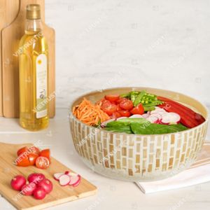 Bol incrusté de bambou Offre Spéciale de Vietrustic pièce de service décorative fabriquée à la main pour un repas à la maison durable - Product Image 6