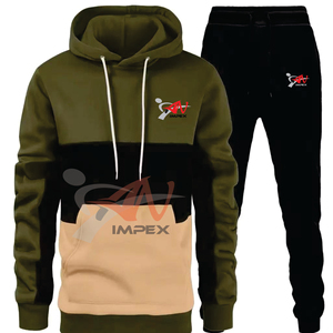 Sudadera con capucha de gran tamaño informal para hombre con logotipo personalizado de alta calidad, conjunto de sudadera de Color sólido con Jogger - Product Image 4