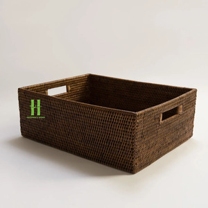 BEST SELLER Panier de rangement rectangulaire en bambou tissé à la main pour l'organisation de la maison, bac décoratif naturel pour étagères ou placard, Vietnam - Product Image 4