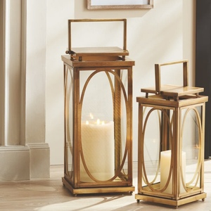 Antique Brass Metal <b>Candle</b> Pillar <b>Holder</b> Handmade Metal Lanterns Home Decorations Different Sizes <b>Floor</b> Lanterns - Product Image 2