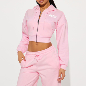 Survêtements de jogging avec logo personnalisé de haute qualité Survêtement en coton tendance avec fermeture éclair pour femmes Streetwear - Product Image 2