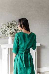 เดรสแม็กซี่เดรสแขน3/4ผ้าลินินและผ้าฝ้ายแขนสั้นแนวย้อนยุคคอกลมลำลองเซ็กซี่ทรงหลวมฤดูร้อนออกแบบได้ตามต้องการ - Product Image 2