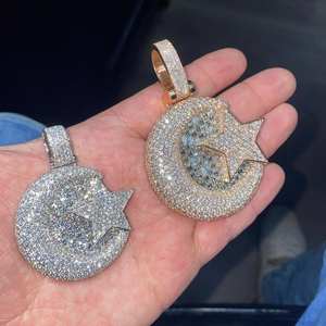 Pendentif en lettres en moissanite de haute qualité personnalisé pour femmes, coupe brillante 3D, plaqué glacé, argent sterling 925, certifié IGI, charme - Product Image 4