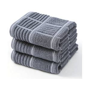 2024 imprimé solide bleu foncé couleur haute qualité à la mode brodé durable 100% coton biologique GOTS cuisine Golf ensembles de serviettes - Product Image 5