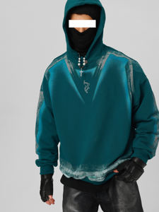 Oem Winter Heavyweight Oversized Hoodie Gym Washed Mens Wearable Blanket Rhinestones Cropped Jump Suit Fleece for 100% - Product Image 6