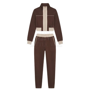 Popular Women <b>Cropped</b> Tracksuit Elastic Waist Solid Lightweight Quick Dry Fashion Athletic Jacket <b>Jogger</b> Pants Comfortable - Product Image 5