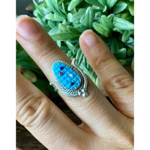 Bague Zuni faite à la main en argent sterling et pierres multiples, motif épi de maïs, bijoux en pierres précieuses naturelles pour le quotidien - Product Image 2