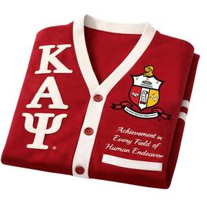 Cardigan Kappa Alpha Psi Krimson, taille standard, tricot de qualité supérieure, boutons sur le devant, blason brodé avec lettres grecques, vêtements de fraternité - Product Image 6