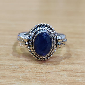 Vintage Statement <b>Lapis</b> <b>Lazuli</b> <b>Ring</b> (3.7 Grams) Bezel Setting Inlay on Alloy Free Size Hand-shaped Gemstone Jewelry for Gifts - Product Image 1
