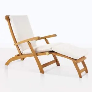 ספינת קיטור מעץ מלא כיסא נוח ומרגיע מחומר עץ טיק מלא עם כרית חיצונית חסינת שמש