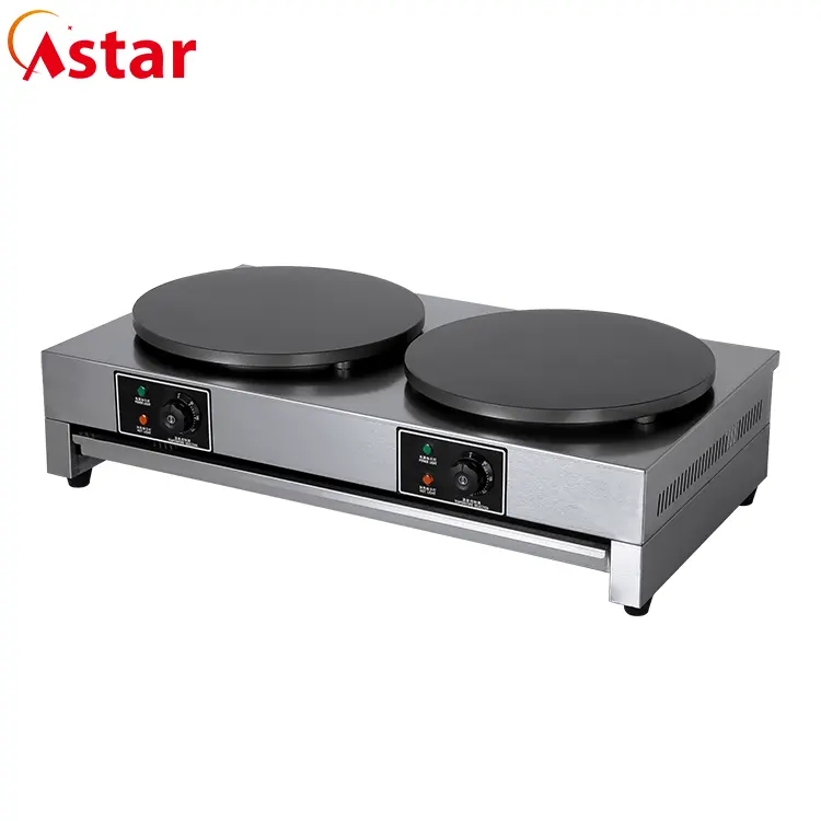 เครื่องทําเครปไฟฟ้าสองหัว Pan Astar ขนาด 400 มม. อุปกรณ์ขนมใหม่ทนทานกว่า