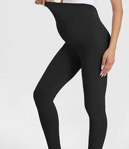 Leggings de yoga de maternité 100% coton pour femmes taille haute section médiane pantalon enceinte respirant et élégant - Product Image 3