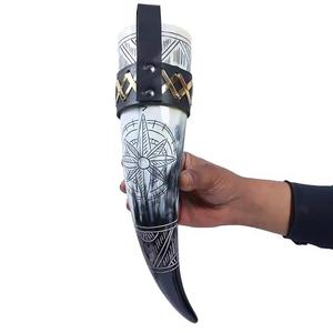 Cuerno para beber de ágata genuina seguro para alimentos a pedido, cuerno vikingo para beber con soporte de cuero para boda, hogar, hotel de la India - Product Image 4
