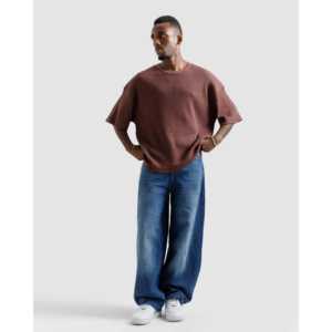 เสื้อยืดผ้าฝ้ายออร์แกนิค 100% แบบวาฟเฟิล ทรงหลวม ระบายอากาศได้ดี ลายเรียบ ป้ายกำกับสั่งทำได้ ความยาวพิเศษ 220gsm - Product Image 2