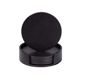 Top qualité fait à la main fleur en relief 100% cuir véritable autour de diverses tasses sous-verres ensemble de 6 sous-verres en cuir souple boisson ronde - Product Image 1