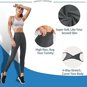 High Waisted <b>Leggings</b> for Women Tummy Control Butt Lifting Yoga Pants with Pockets Seamless Workout Fitness <b>Leggings</b> Nylon - Product Image 3