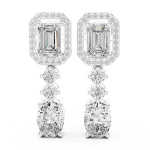 ต่างหูทองคำขาว 14K สำหรับผู้หญิง |   เพชรทรงรีและทรงกลมสังเคราะห์ เกรดพรีเมียม รับรองคุณภาพ สำหรับงานแต่งงาน ฉลองครบรอบ หรือเป็นของขวัญ - Product Image 1