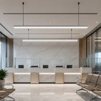 Luminaire suspendu linéaire LED en aluminium de 1200 mm pour hall de banque, 6000K, dimmable, lampe de plafond pour hall