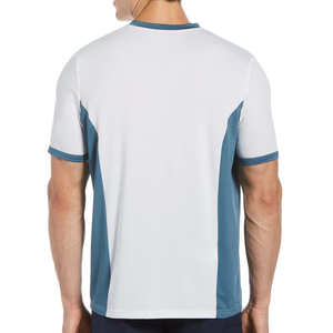 T-shirts de sport personnalisés OEM pour hommes, 92% polyester, 8% élasthanne, imprimé en deux parties, rayures sur la poitrine, col rond, tennis - Product Image 4