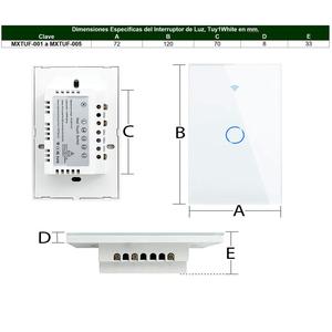 Internet light <b>switch</b>, MXTUF-002, 2 Pcs, 2x1Way, 2.4GHz, 100-250V AC, 50-60Hz, 300W x Way, 10A, White. - Product Image 4