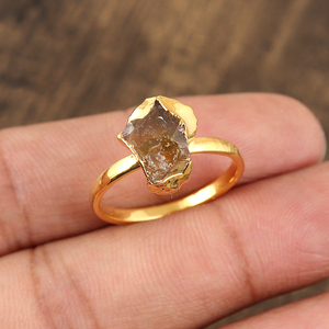 Anillo de Plata de Ley 925 con Citrino Natural en Bruto, Piedra de Nacimiento |   Anillo de Citrino Hecho a Mano para Mujer |   Joyería al por Mayor - Product Image 1